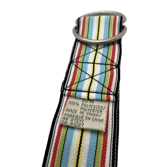 Tehama Belt Women's Size S/M Multicolored Stripe Fabric D-Ring Retro - Picture 5 of 5